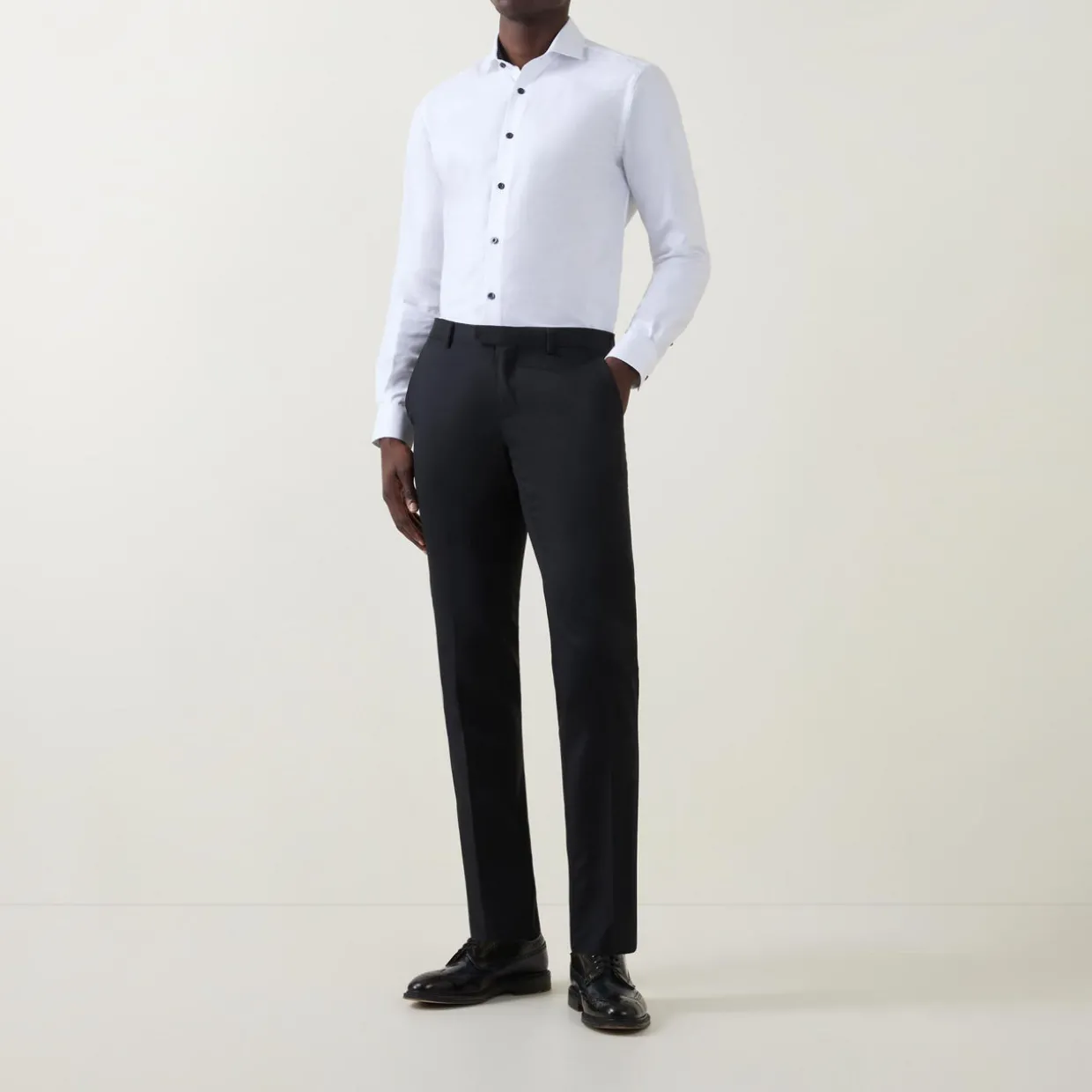 Oxford Trim Single-Cuff Formal Shirt