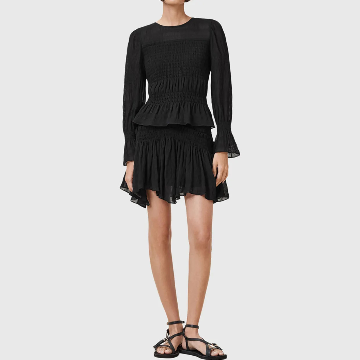 Pamela Shirred Handkerchief Mini Skirt