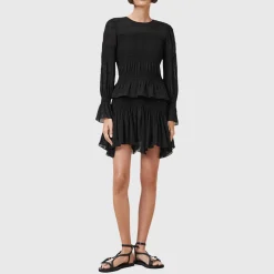 Pamela Shirred Handkerchief Mini Skirt