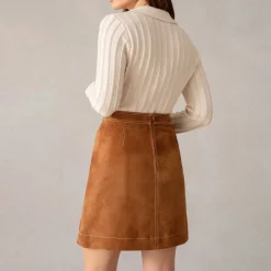 Patch Pocket Suede Skirt