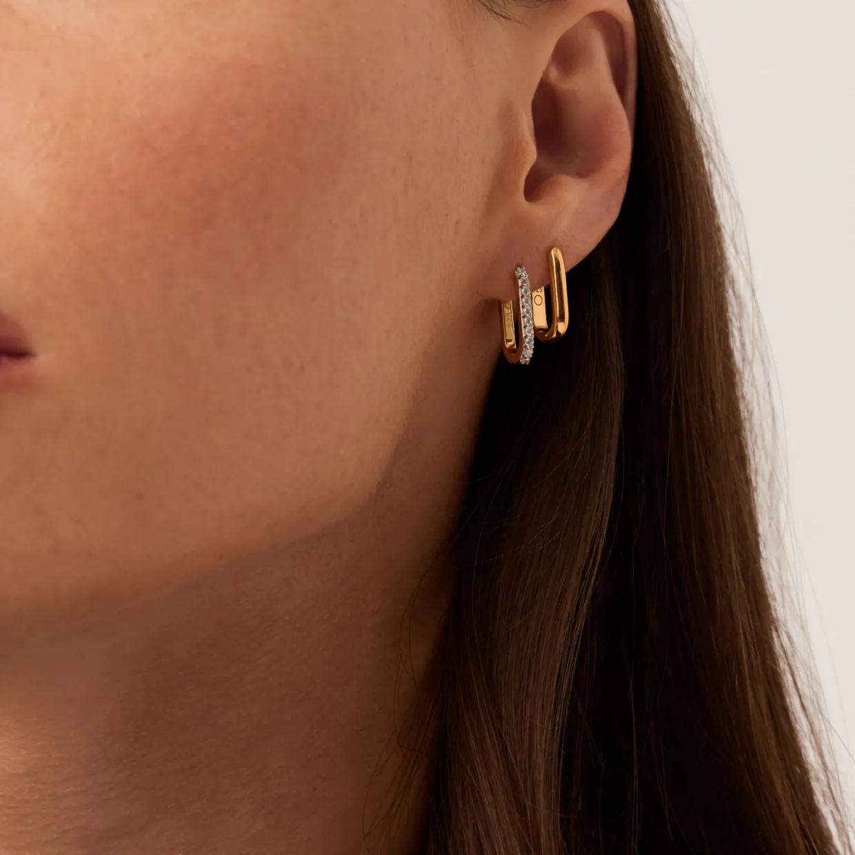Pave Ovate Huggie Earrings