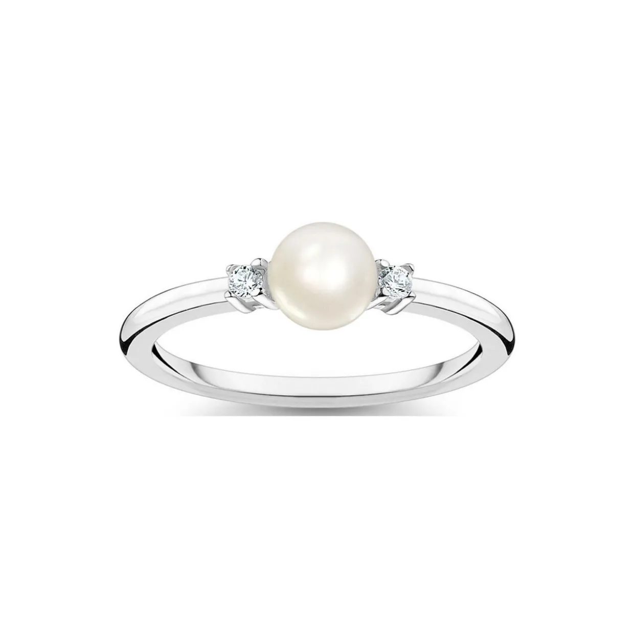 Pearl With White Stones Ring