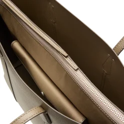 Perry Triple-Compartment Leather Tote Bag