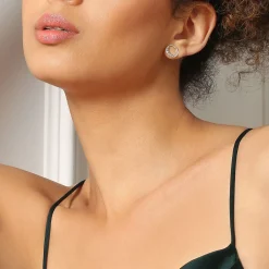 Petite Circular Earrings with Clear Stones