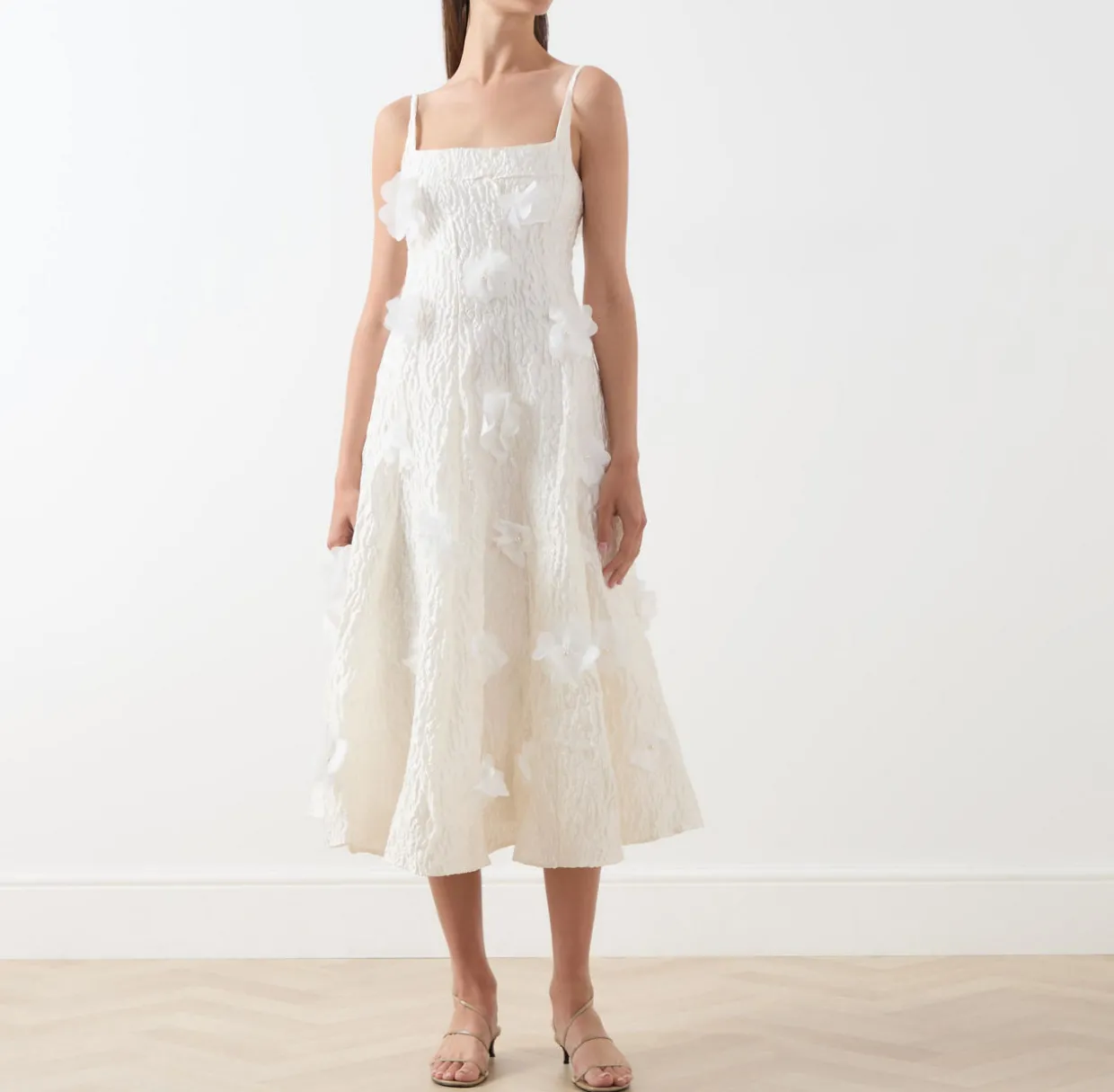 Petunia Flower Appliqué Flared Dress