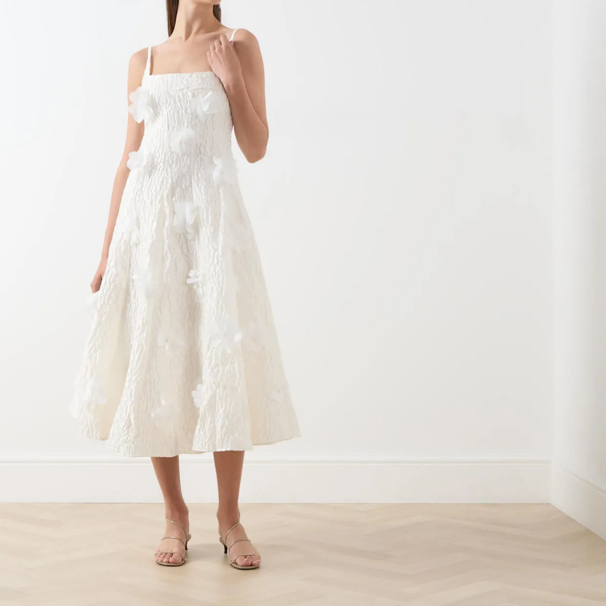 Petunia Flower Appliqué Flared Dress