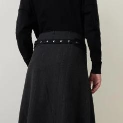 Pinstripe Pleated Skirt
