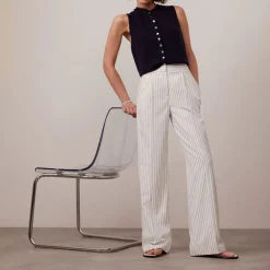 Pinstripe Wide Leg Trousers