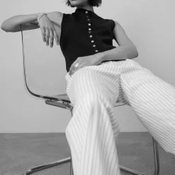 Pinstripe Wide Leg Trousers