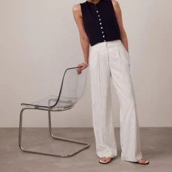Pinstripe Wide Leg Trousers