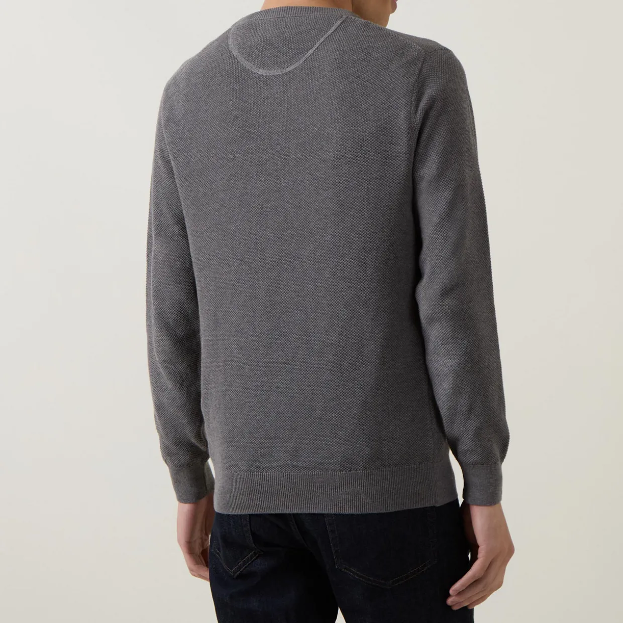 Pique Cotton Crew Neck Sweater