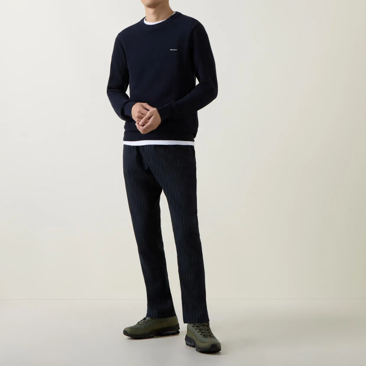 Pique Cotton Crew Neck Sweater