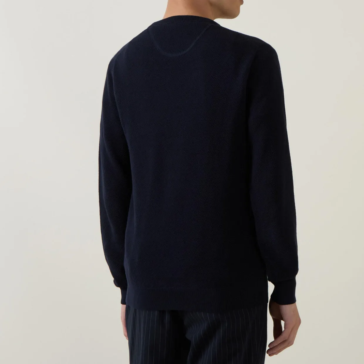 Pique Cotton Crew Neck Sweater