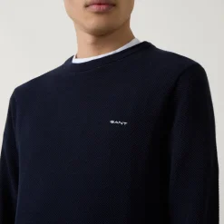 Pique Cotton Crew Neck Sweater