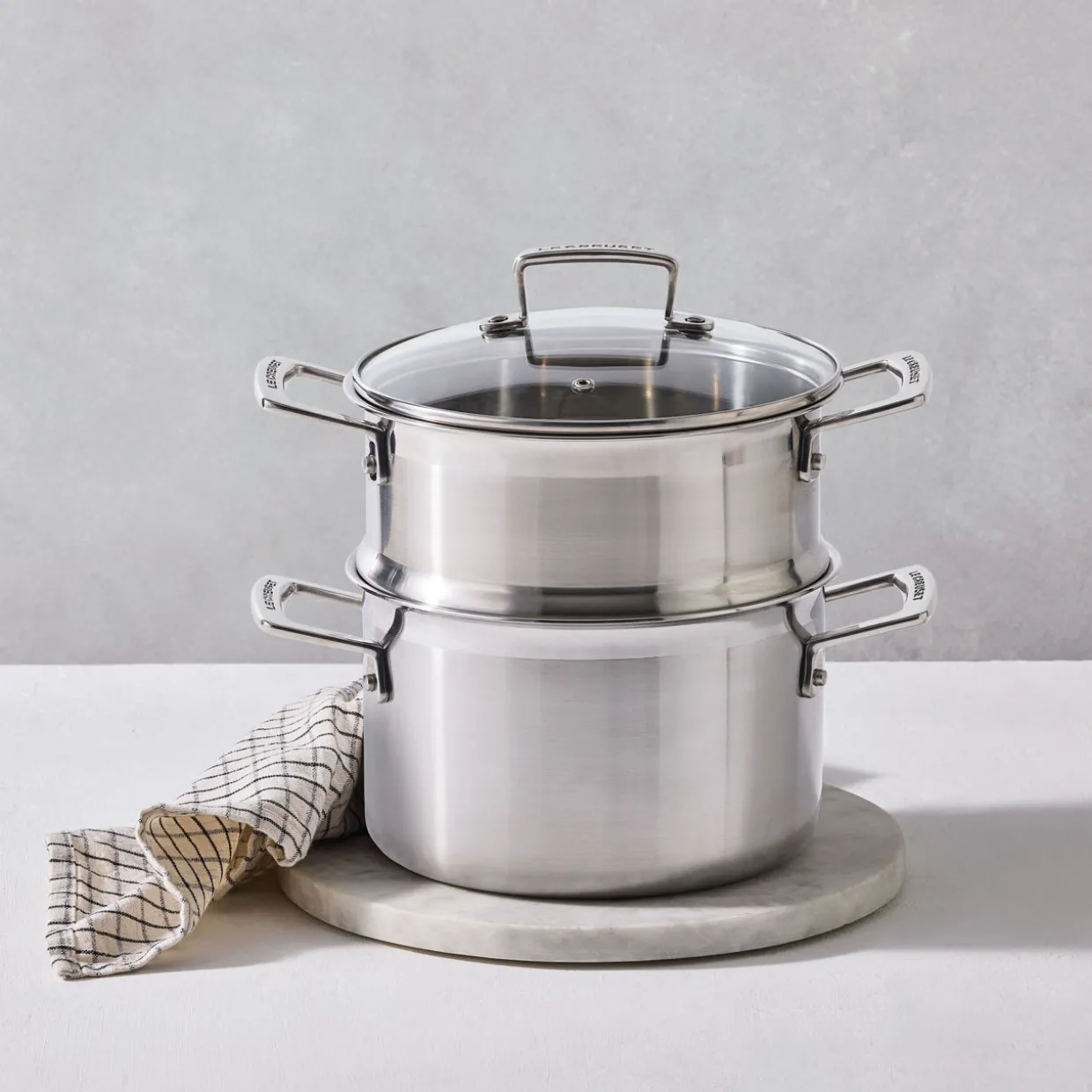 3-ply Stainless Steel Casserole Dish with Steamer and Lid 20cm