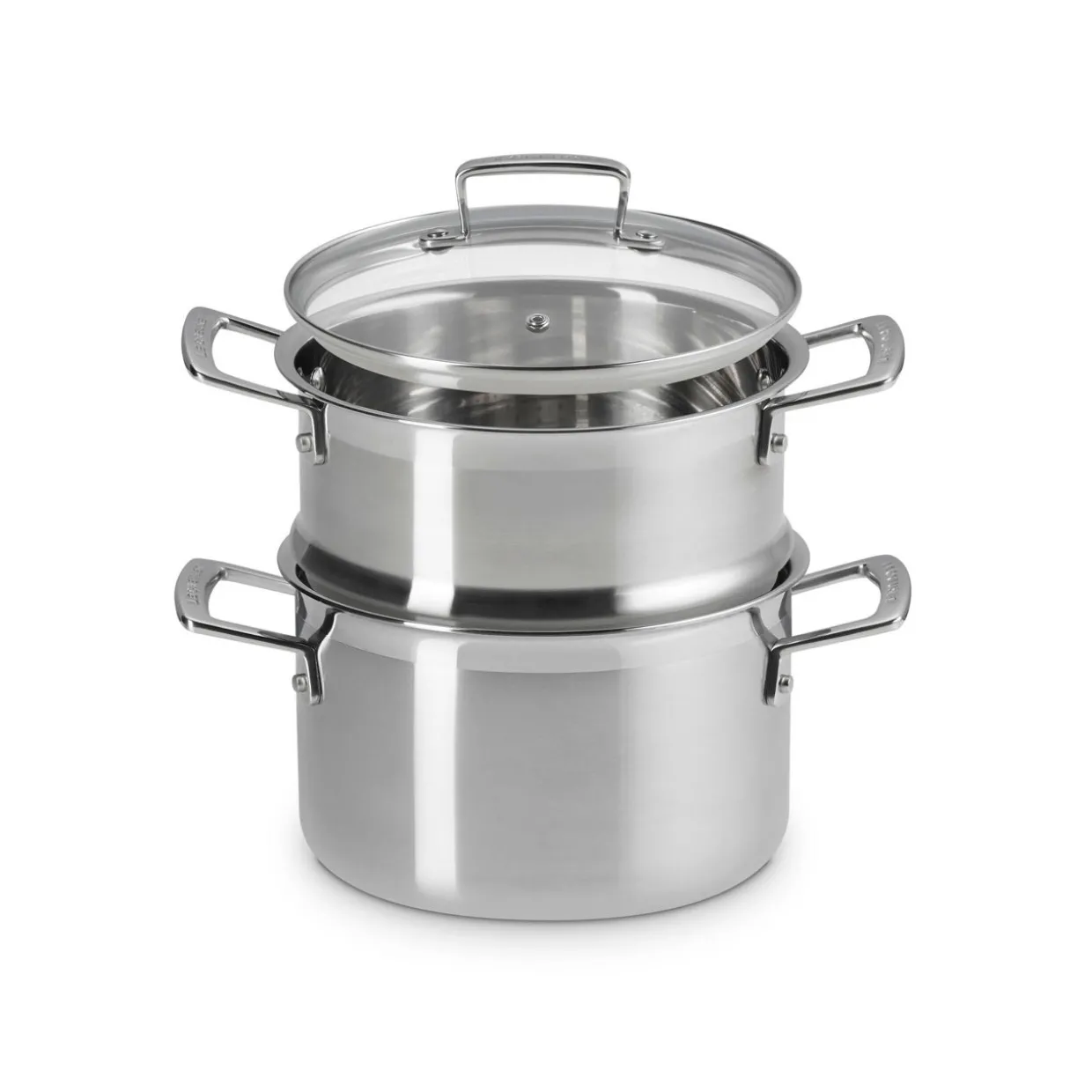 3-ply Stainless Steel Casserole Dish with Steamer and Lid 20cm
