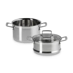 3-ply Stainless Steel Casserole Dish with Steamer and Lid 20cm