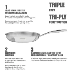 3-Ply Stainless Steel Frying Pan 30cm