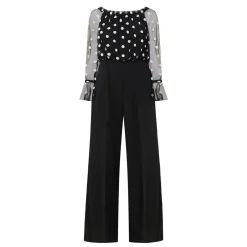 Polka Dot Mesh Jumpsuit
