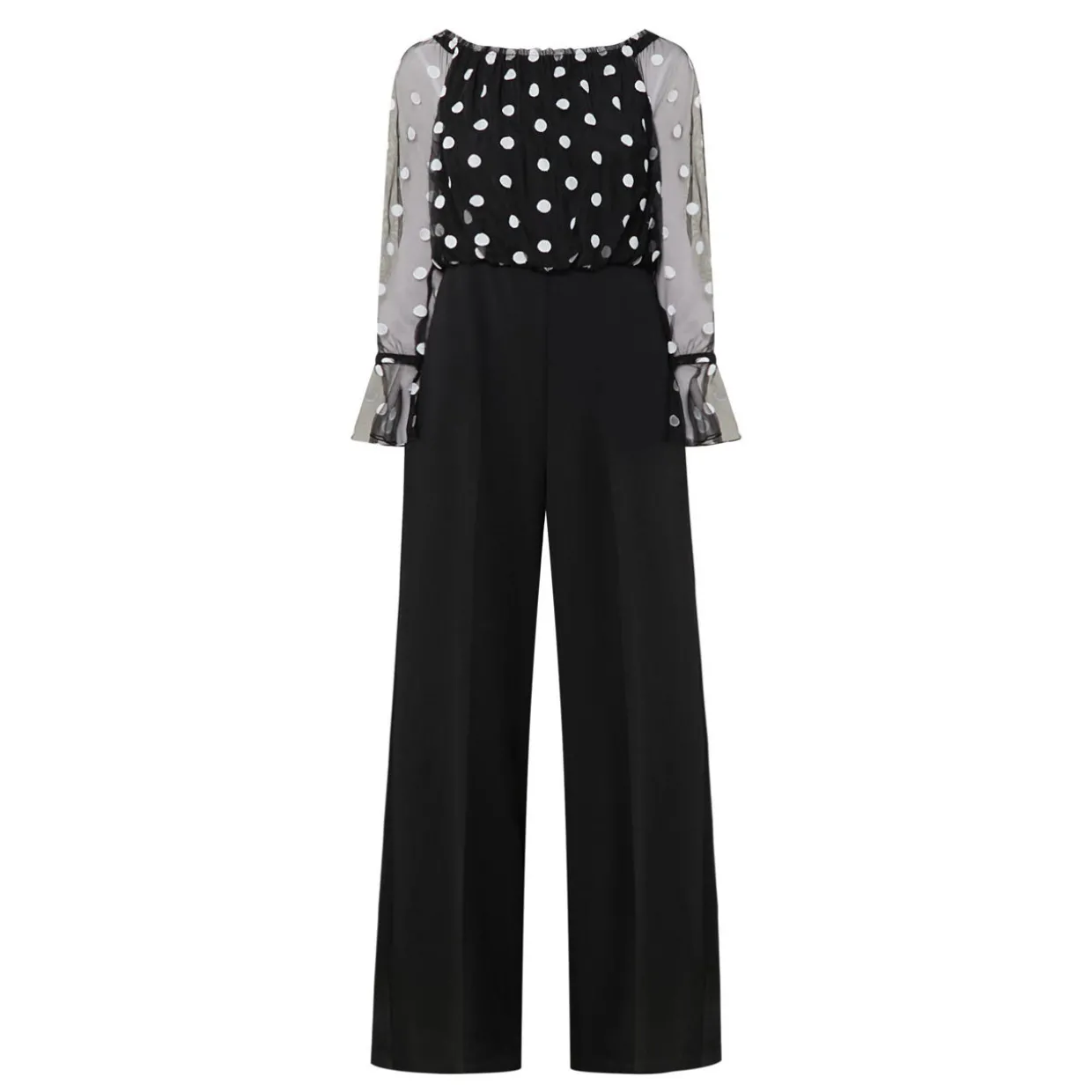 Polka Dot Mesh Jumpsuit