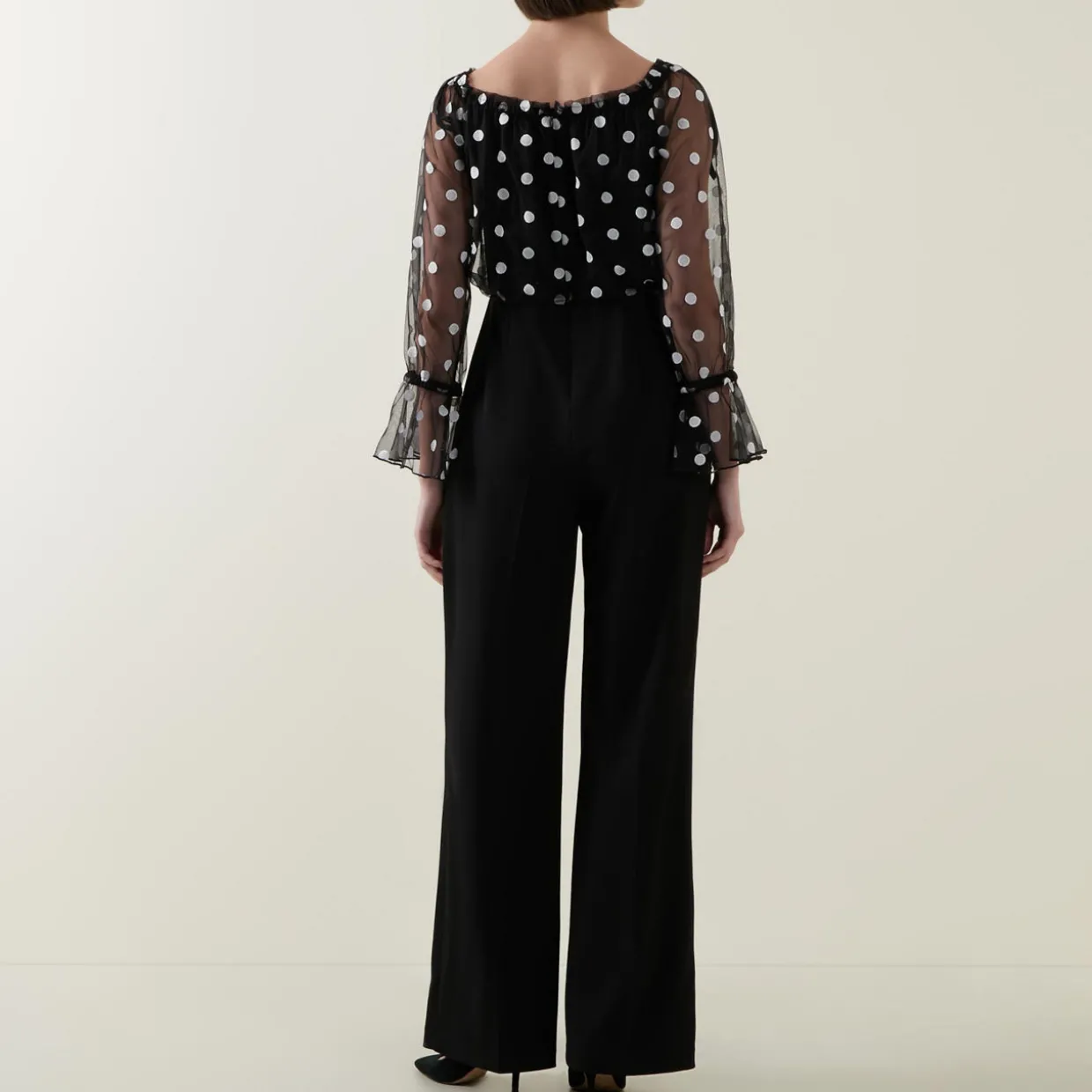 Polka Dot Mesh Jumpsuit