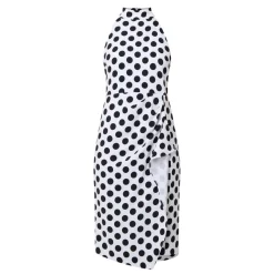 Polka Dot Pleated Pencil Dress