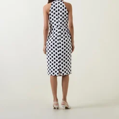 Polka Dot Pleated Pencil Dress