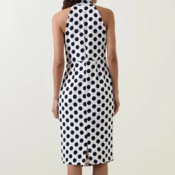 Polka Dot Pleated Pencil Dress