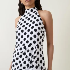 Polka Dot Pleated Pencil Dress