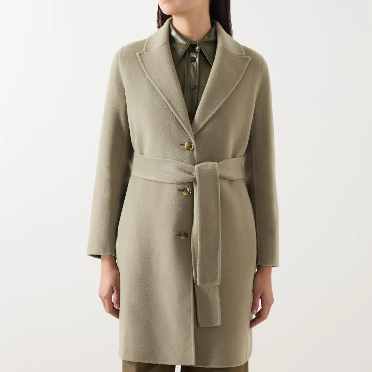 Polka Single-Breasted Belted Coat
