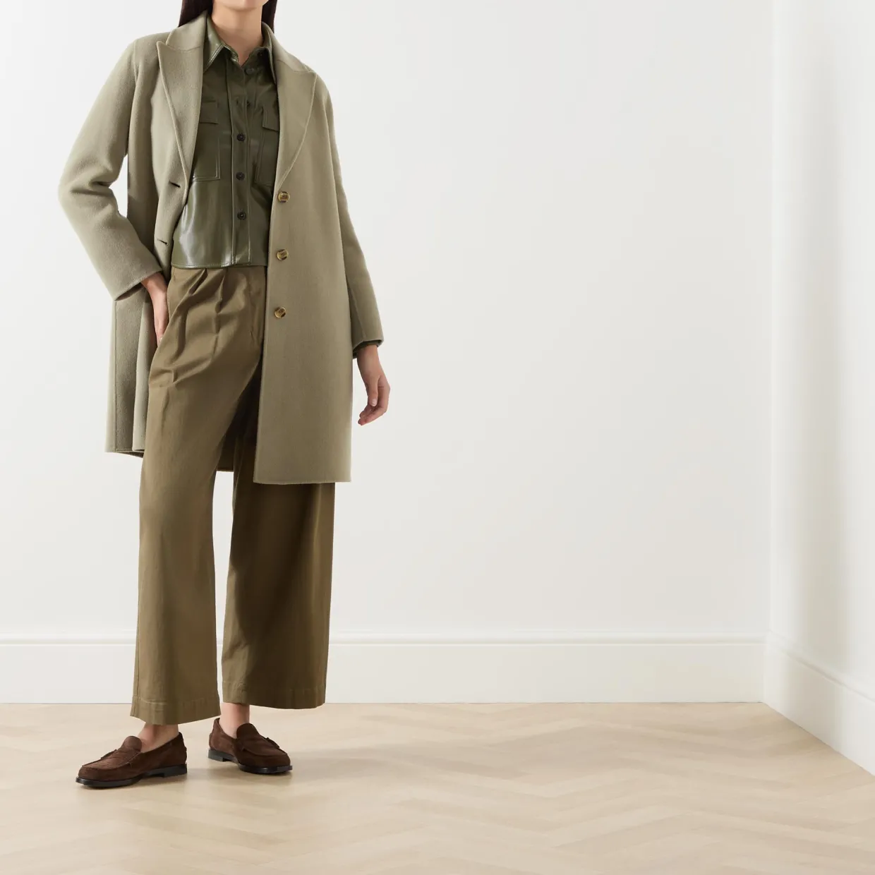 Polka Single-Breasted Belted Coat