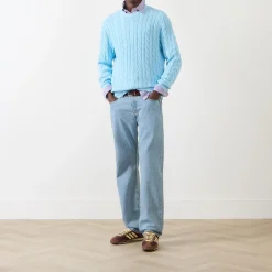 Polo Player Logo Cable Knit Sweater