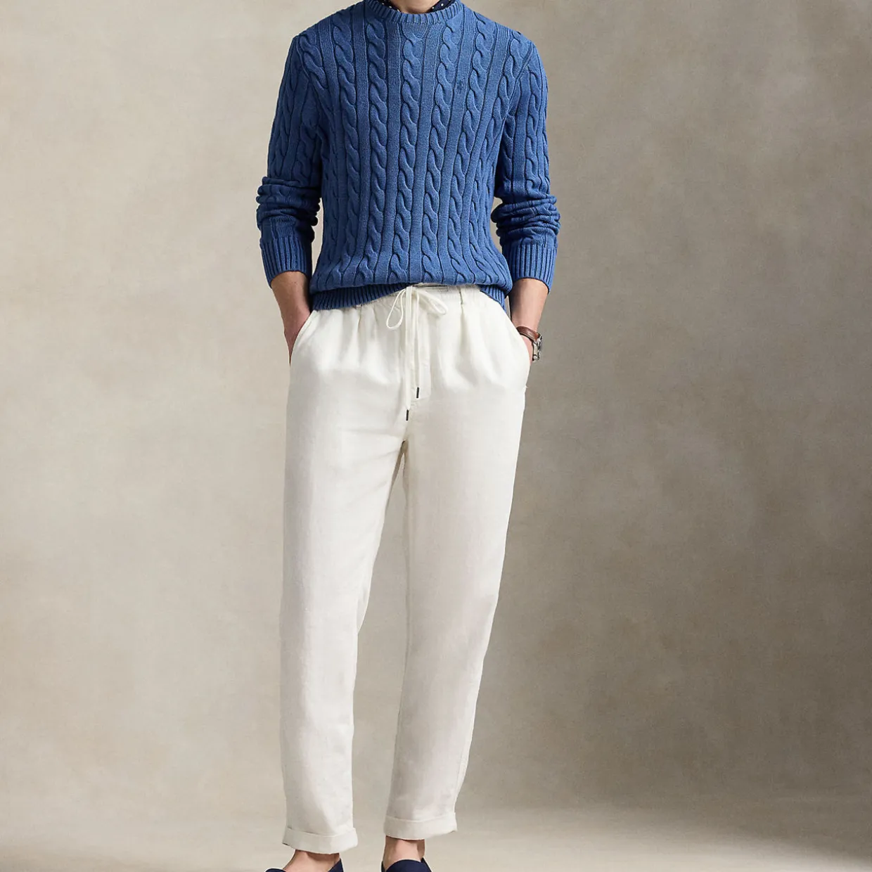 Polo Player Logo Cable Knit Sweater