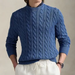 Polo Player Logo Cable Knit Sweater