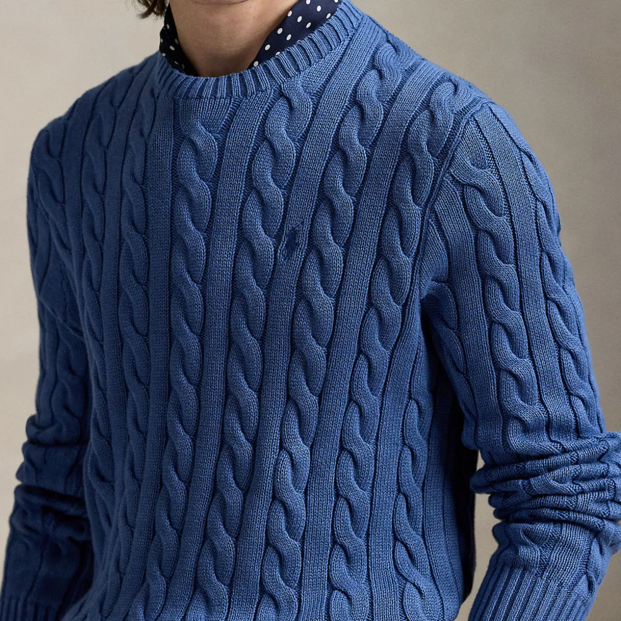 Polo Player Logo Cable Knit Sweater