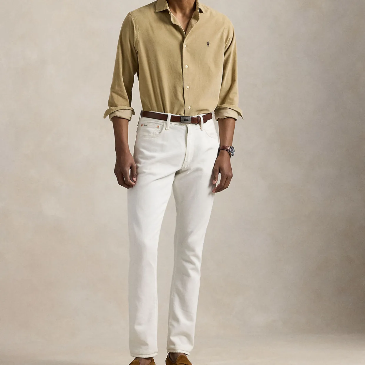 Polo Player Logo Corduroy Casual Shirt