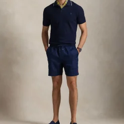 Polo Player Logo Drawstring Linen Shorts