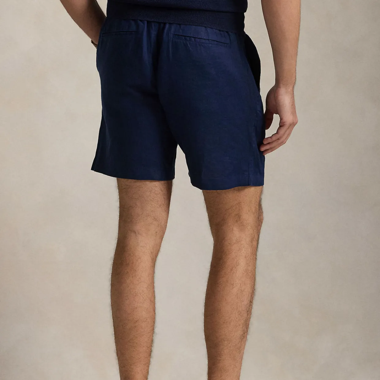 Polo Player Logo Drawstring Linen Shorts