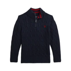 Polo Player Logo Half-Zip Cable Knit Sweater 4-7 Years