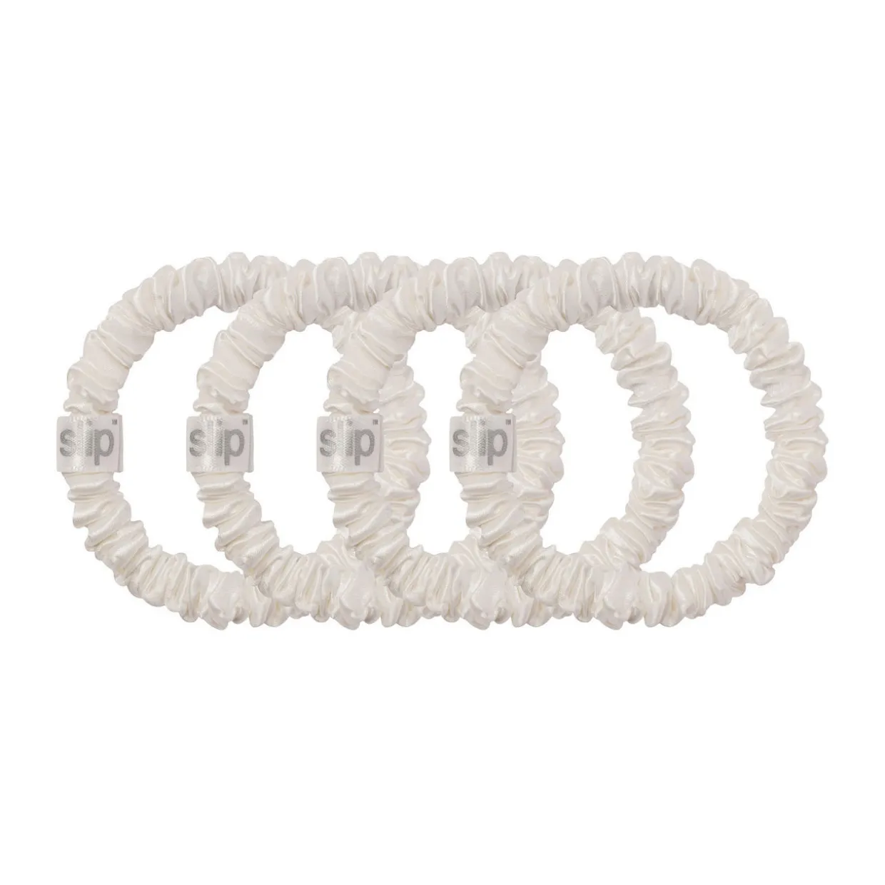 Pure Silk Skinny Scrunchies - White
