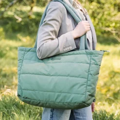 Quilted Tote Changing Bag Green