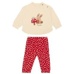 Rabbit Sweatshirt & Polka Dot Leggings Two-Piece Set