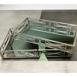 Renzo Rectangular Set of 2 Mirrored Trays