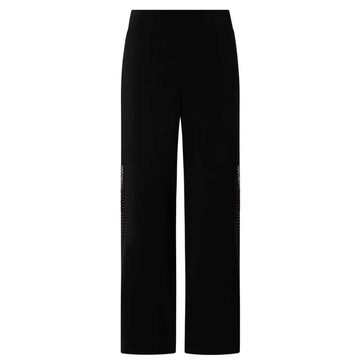 Rhinestone-Embellished Wide Leg Trousers