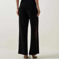 Rhinestone-Embellished Wide Leg Trousers