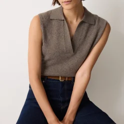 Ribbed Collar Knitted Top