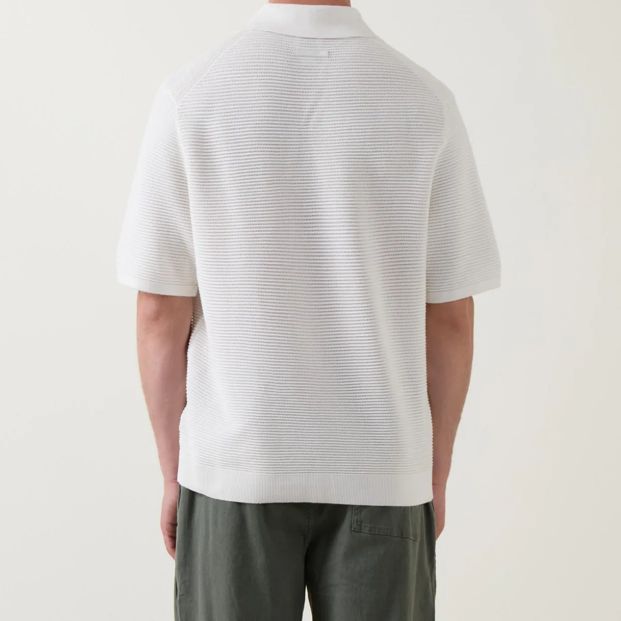Ribbed Knit Polo Shirt