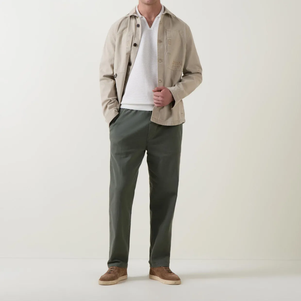 Ribbed Knit Polo Shirt