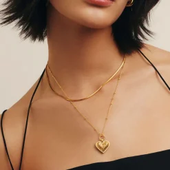 Ridge 18kt Gold Plated Heart Necklace