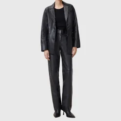 Saige Studded Leather Trousers